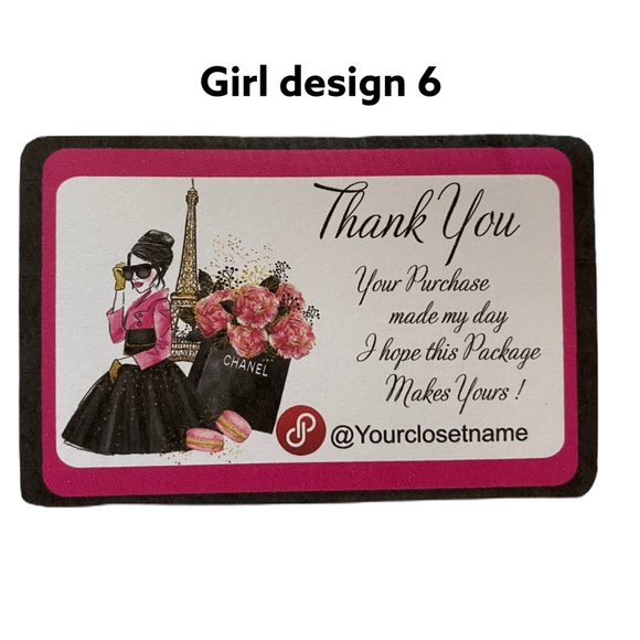 Paris Fashion Girl Set of 100 Thank you Cards - Picture 8 of 13